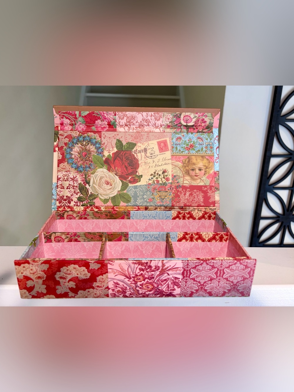 Punch Studio Vintage Floral Jewelry Box Trinket Organizer Keepsake